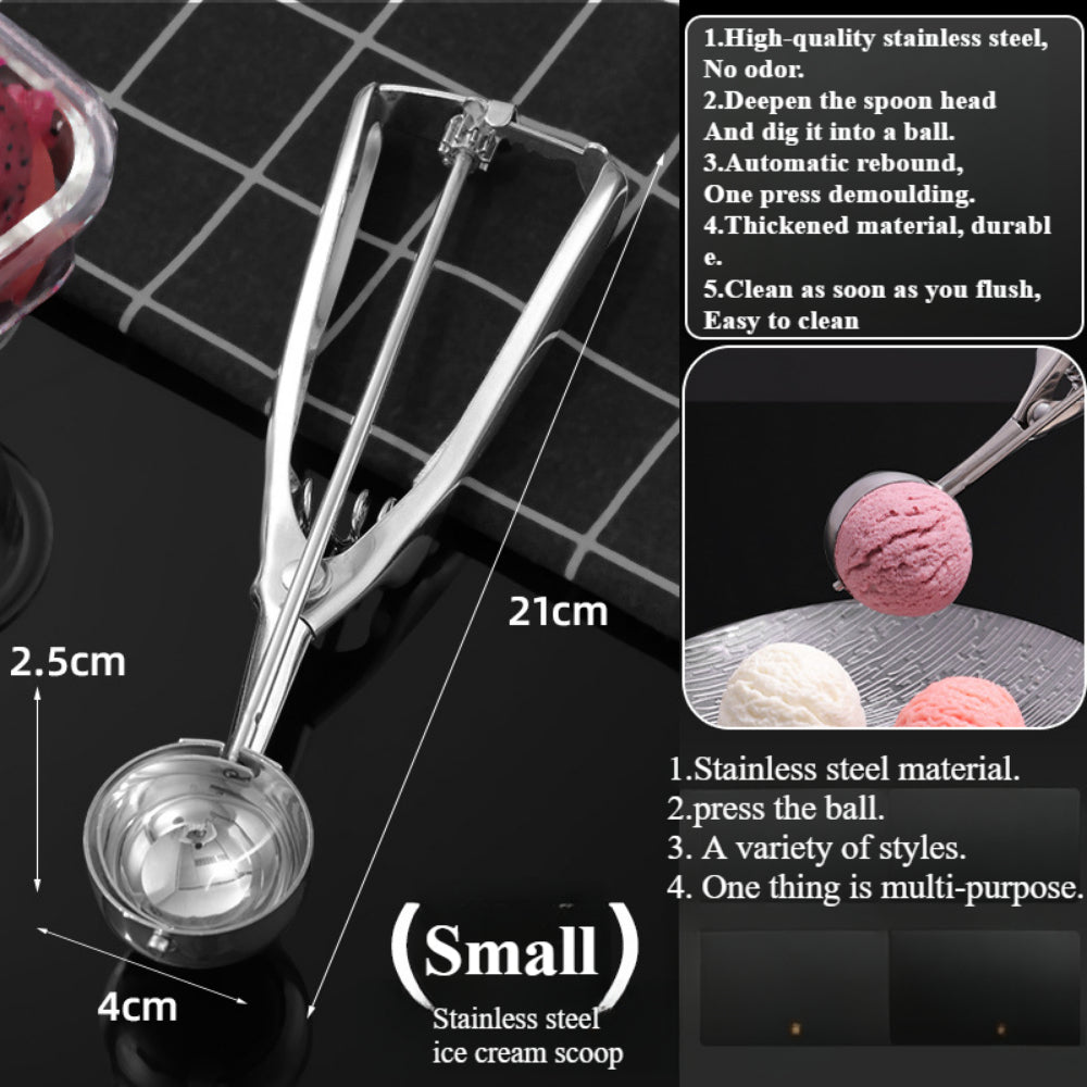 Stainless Steel Large Cookie & Ice Cream Scoop – Ergonomic Trigger Design for Baking and Scooping