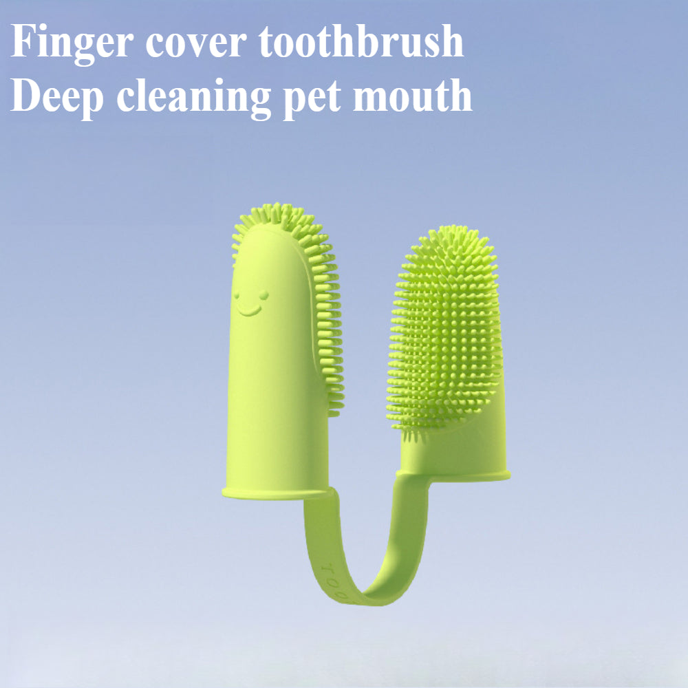3-Pack Double Finger Dog Toothbrush Kit - 135° Soft Bristle Toothbrush for Small, Medium & Large Dogs, Cats & Puppies (360° Dental Cleaning)