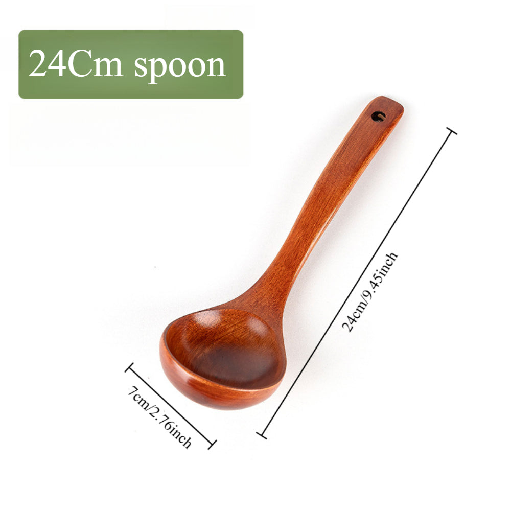 Traditional Lacquered Wooden Spatula - Extra Long Handle for Non-Stick Pans | Heat-Resistant & Scratch-Proof Cooking Tool