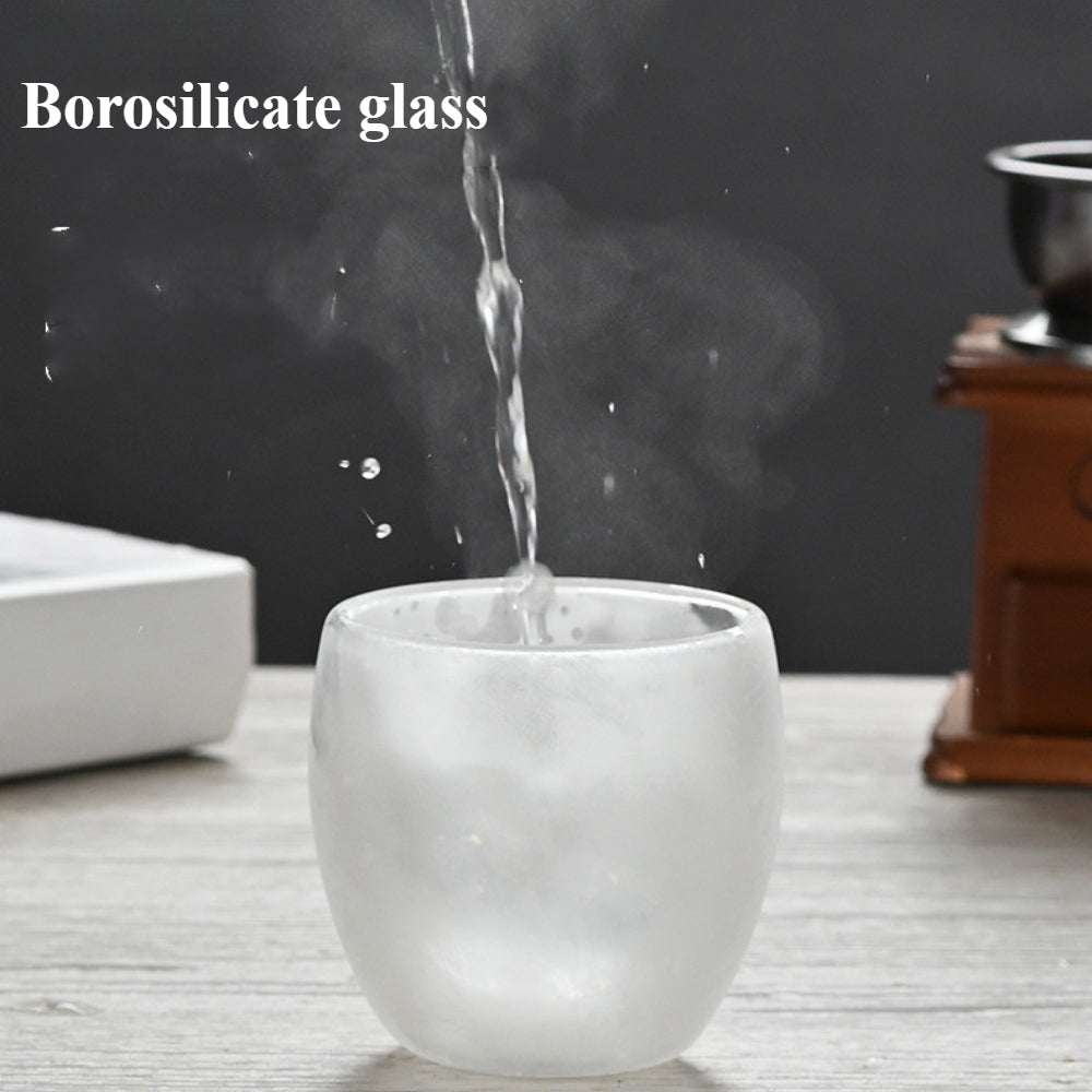 Double Walled Glass Coffee Mugs with Bamboo Lid & Handle – Insulated Clear Cups for Coffee, Tea, Cappuccino etc.
