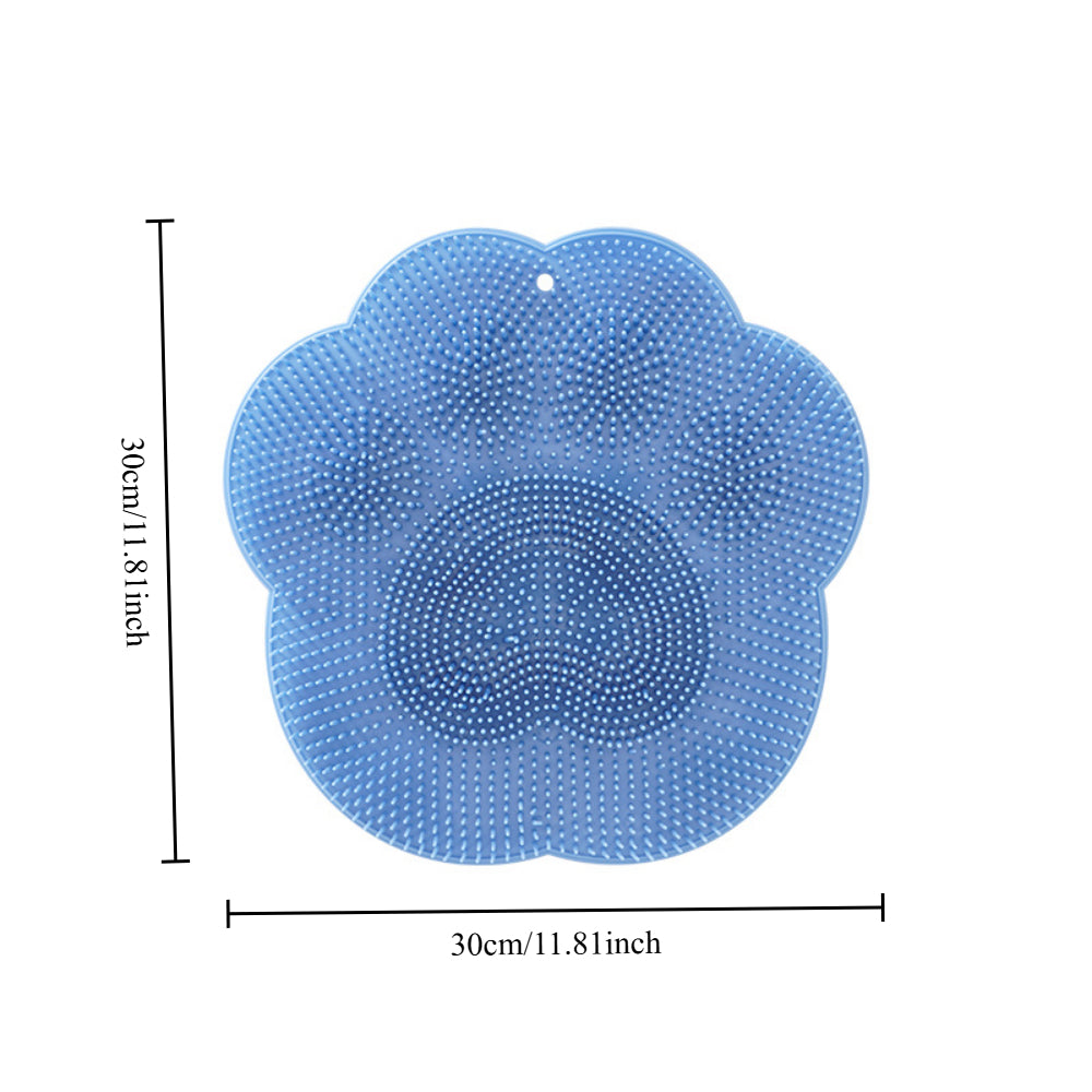 Silicone Shower Foot Scrubber Mat - Wall Mounted with Non-Slip Suction Cups, Exfoliating Massage Pad for Bath & Pedicure