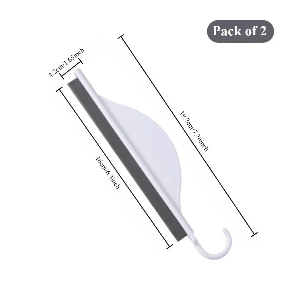 Mini Shower Squeegee with Hook - 2-Pack Silicone Water Wiper for Bathroom Mirror, Kitchen Counter & Tiles