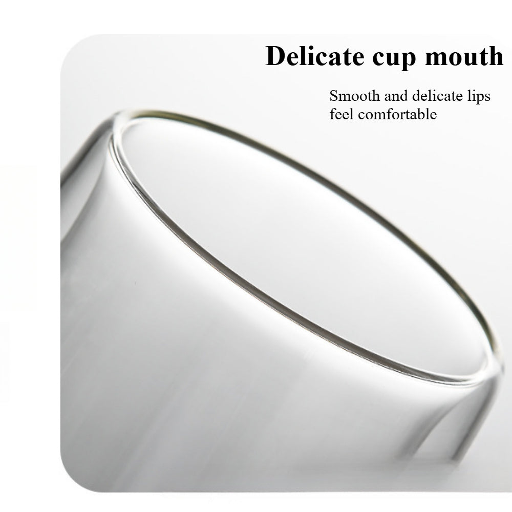 Double Walled Glass Coffee Mugs with Bamboo Lid & Handle – Insulated Clear Cups for Coffee, Tea, Cappuccino etc.