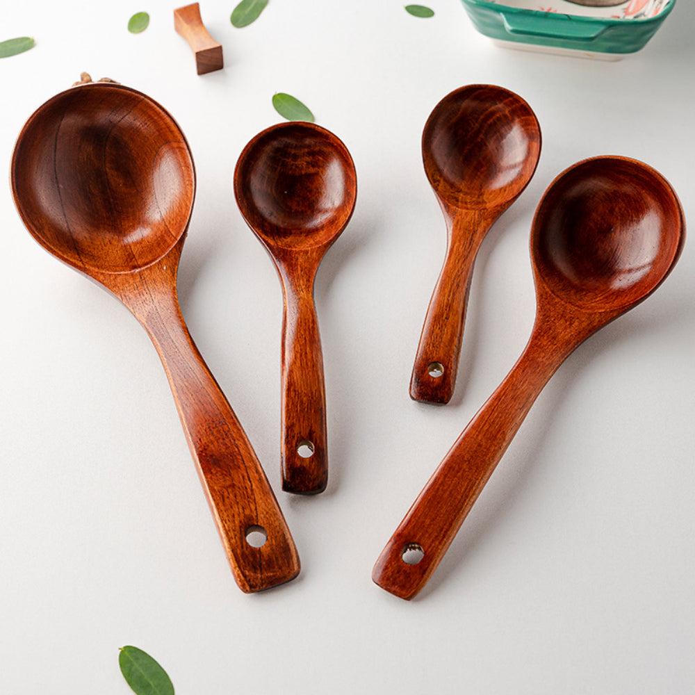 Traditional Lacquered Wooden Spatula - Extra Long Handle for Non-Stick Pans | Heat-Resistant & Scratch-Proof Cooking Tool