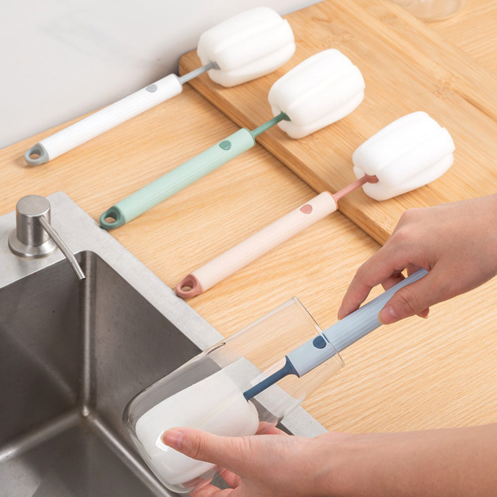 2-Pack Soft Sponge Bottle Brushes – Gentle Non-Scratch Cleaner for Baby Bottles, Cups & Hard-to-Reach Stains