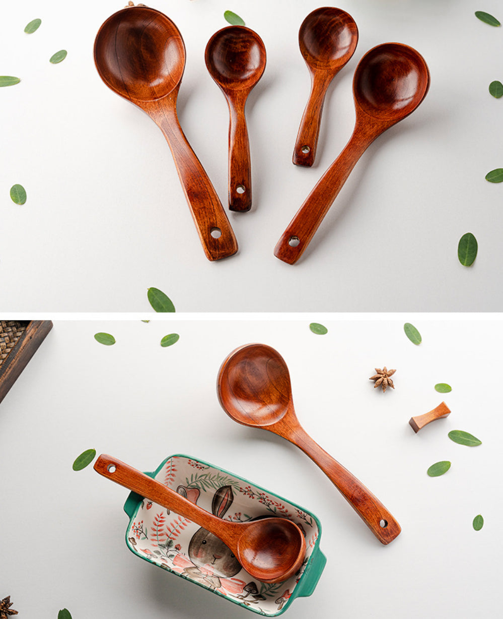 Traditional Lacquered Wooden Spatula - Extra Long Handle for Non-Stick Pans | Heat-Resistant & Scratch-Proof Cooking Tool