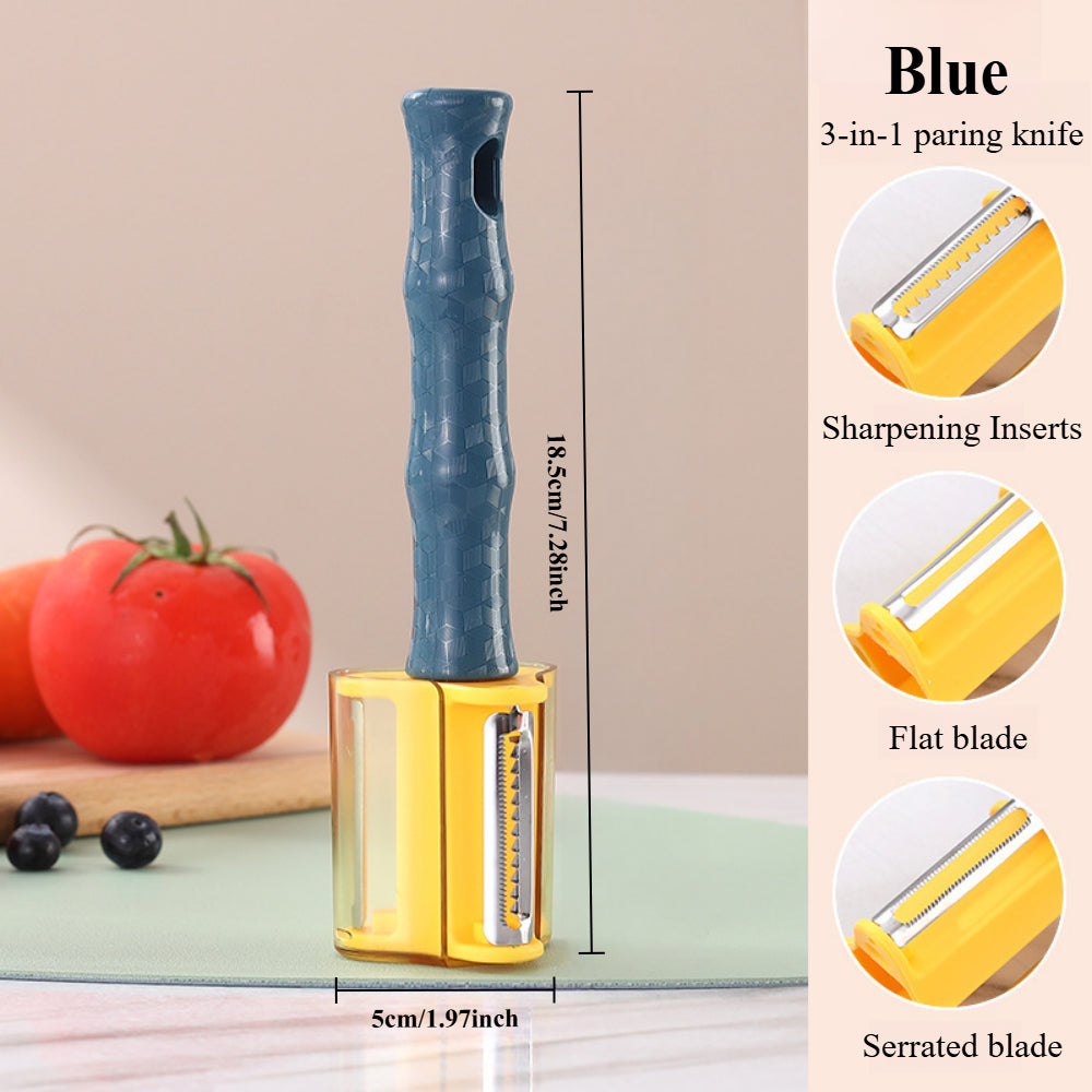 Premium 3-in-1 - Ultra Sharp Stainless Steel Vegetable Peeler with Non-Slip Grip (2 PCS)