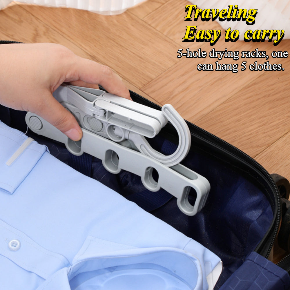 Portable Folding Clothes Drying Rack with Hook - Compact Travel Hanger for Laundry, RV, Cruise Ships etc.