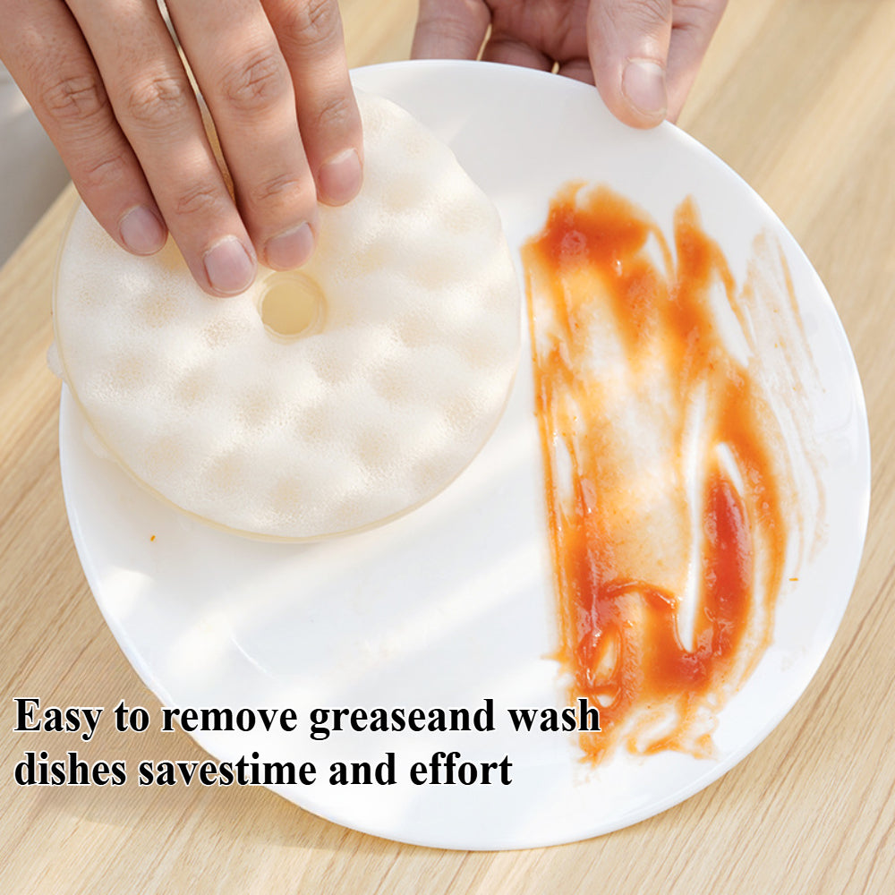 Natural Cleaning Sponges with Suction Cups - 2-Sided Dish Scrubber for Non-Stick Pans - Kitchen & Bathroom Use