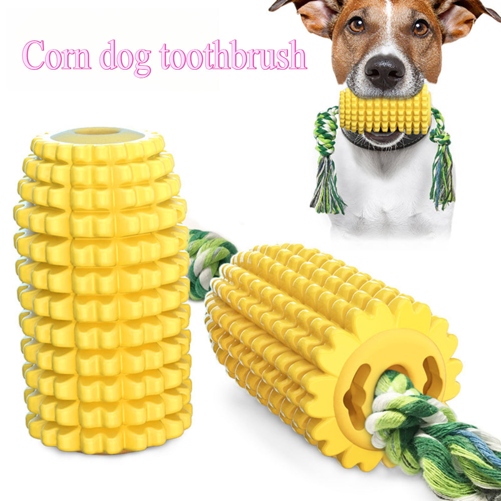 Tough Corn Dog Chew Toys - Durable Rubber Squeaky Toys for Aggressive Chewers