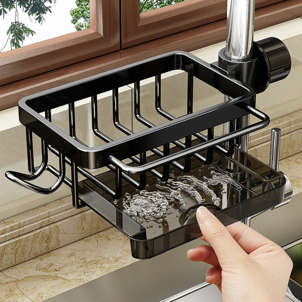 Adjustable Kitchen Sink Faucet Organizer – Sponge & Soap Holder with Detachable Design