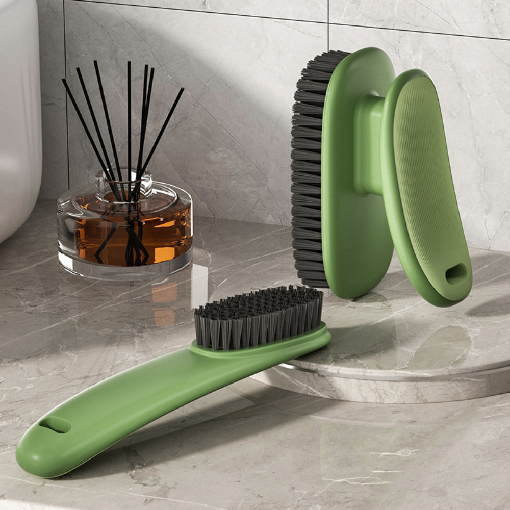2-Piece Cleaning Brush Set - Ergonomic Long/Short Handle Soft Bristle Brushes for Home, Kitchen, Bathroom & Laundry (Green)