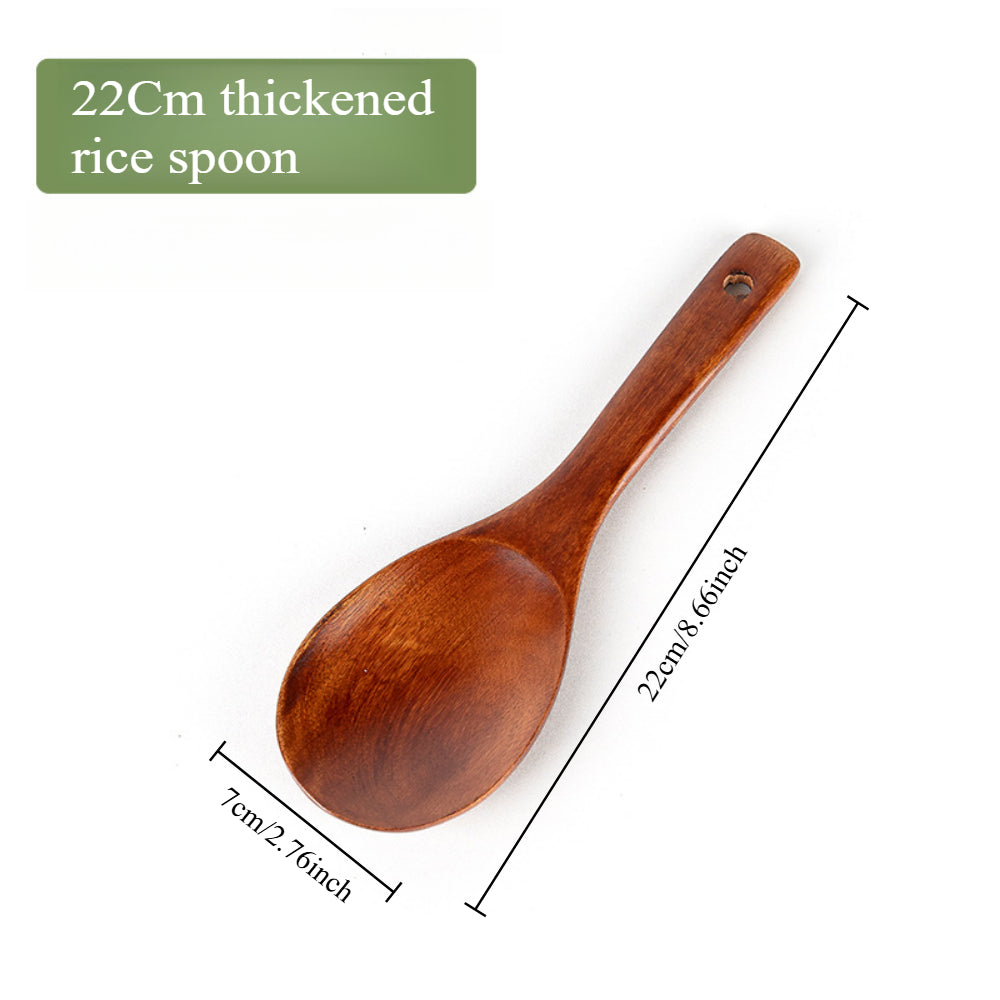 Traditional Lacquered Wooden Spatula - Extra Long Handle for Non-Stick Pans | Heat-Resistant & Scratch-Proof Cooking Tool