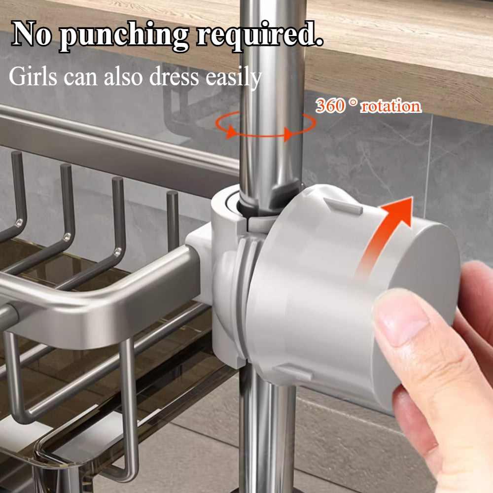 Adjustable Kitchen Sink Faucet Organizer – Sponge & Soap Holder with Detachable Design