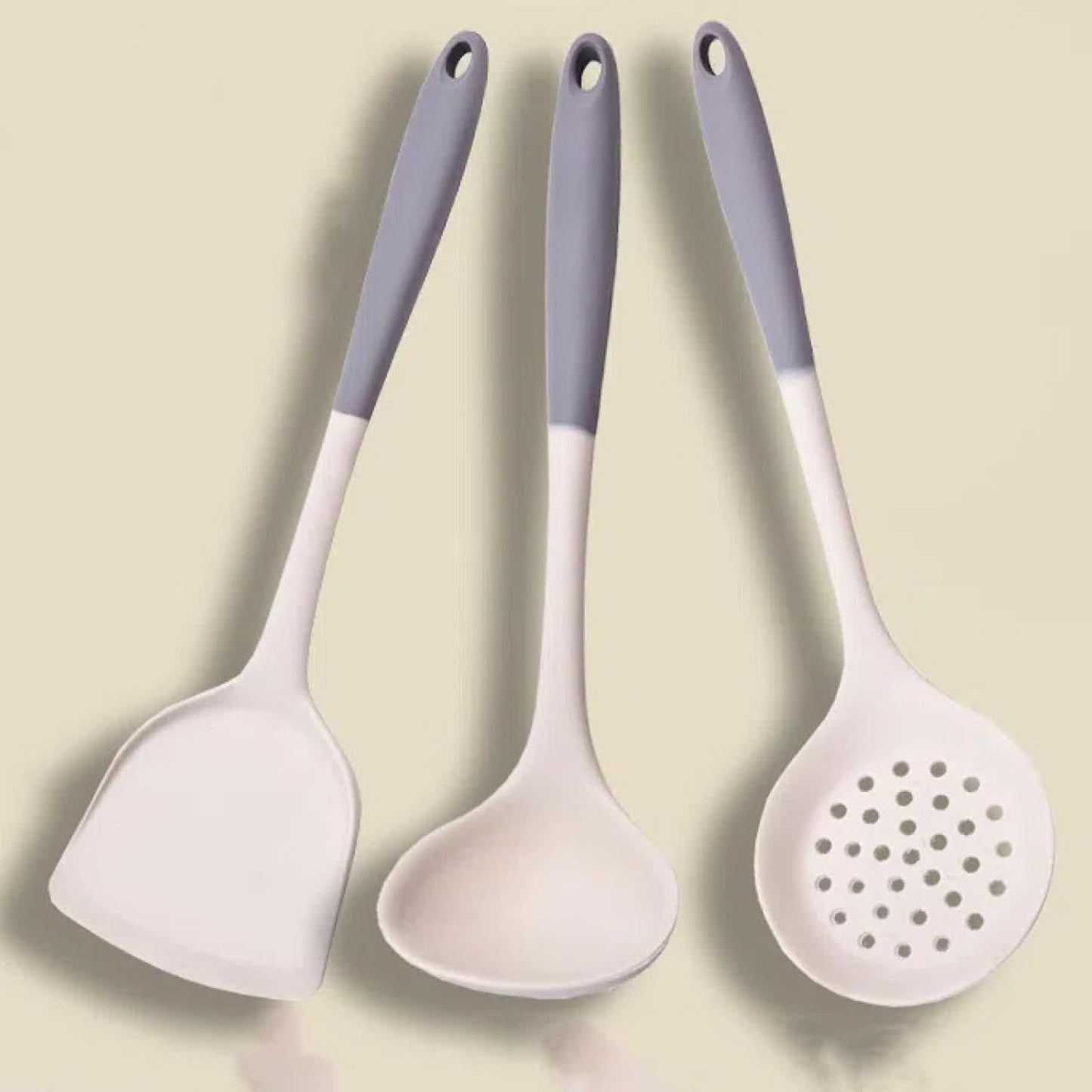 Multi-Purpose Silicone Kitchen Set – Spatula, Soup Spoon, and Skimmer for Cooking, Serving, and Baking