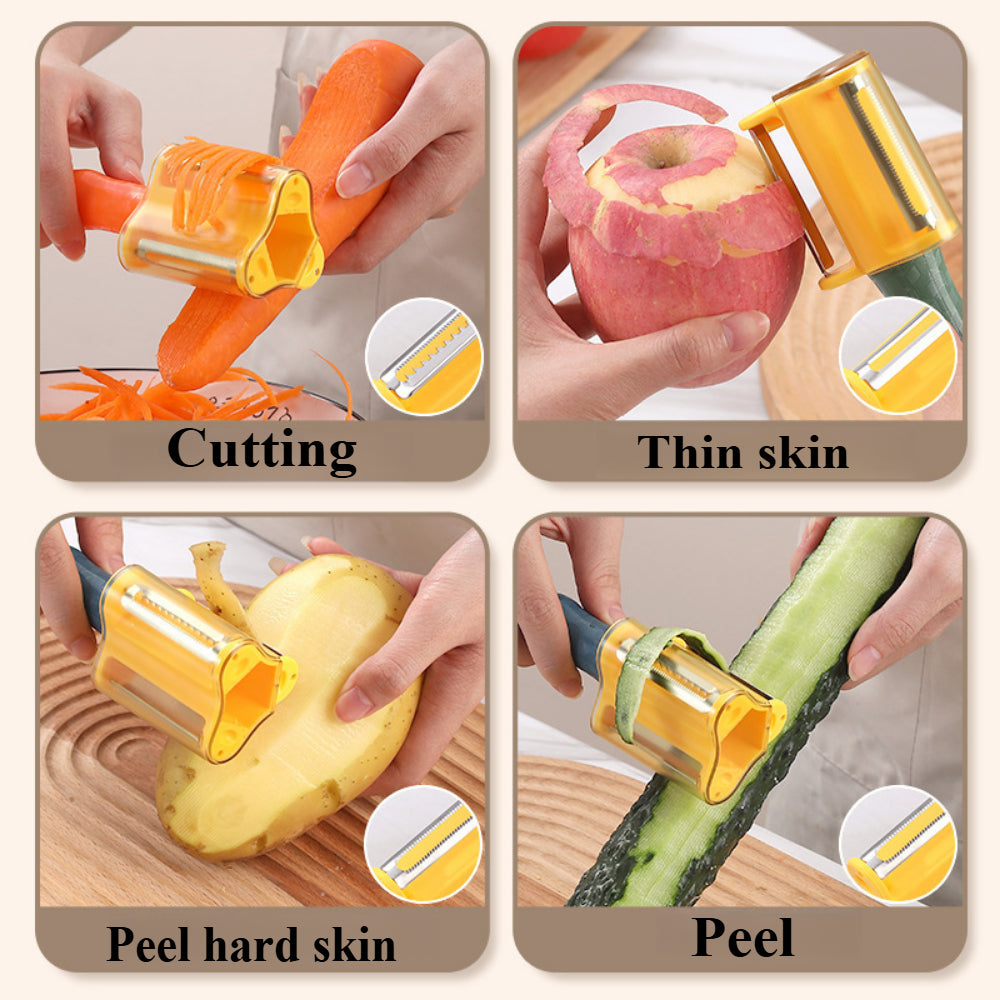 Premium 3-in-1 - Ultra Sharp Stainless Steel Vegetable Peeler with Non-Slip Grip (2 PCS)