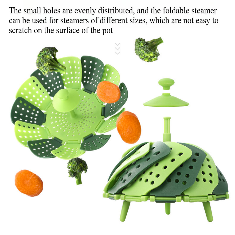 Collapsible Steamer Basket – Silicone, Non-Scratch & Expandable for Pots – Perfect for Veggies, Fish & Seafood