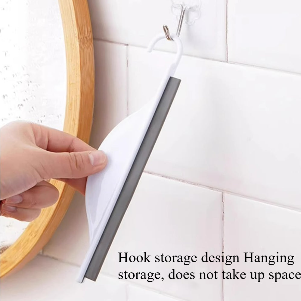Mini Shower Squeegee with Hook - 2-Pack Silicone Water Wiper for Bathroom Mirror, Kitchen Counter & Tiles