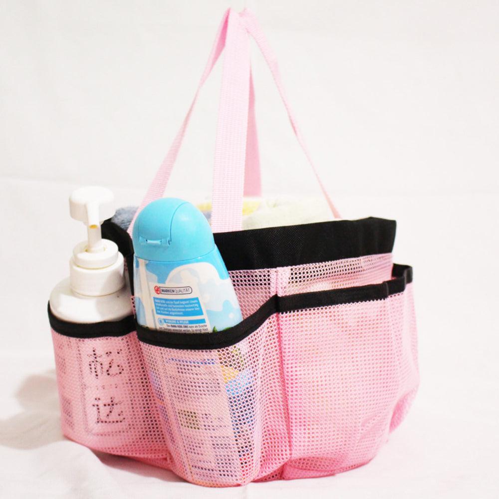 Extra-Large Mesh Shower Caddy - 7-Pocket Hanging Organizer for Dorm, Gym & Travel - Collapsible Quick-Dry Shower Tote Bag