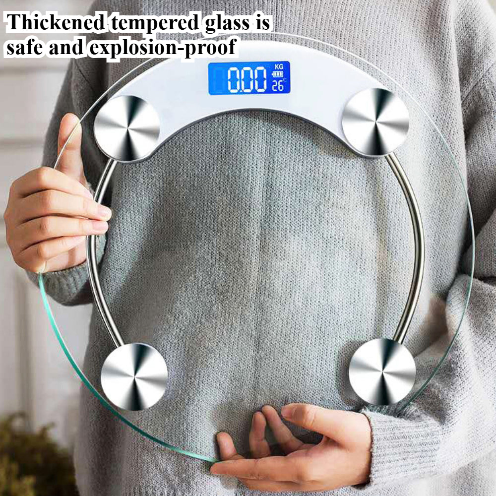 USB Charging money,Modern Glass Digital Scale - Accurate Body Weight Tracking with LCD Screen, 180KG Max, Sleek Round Design
