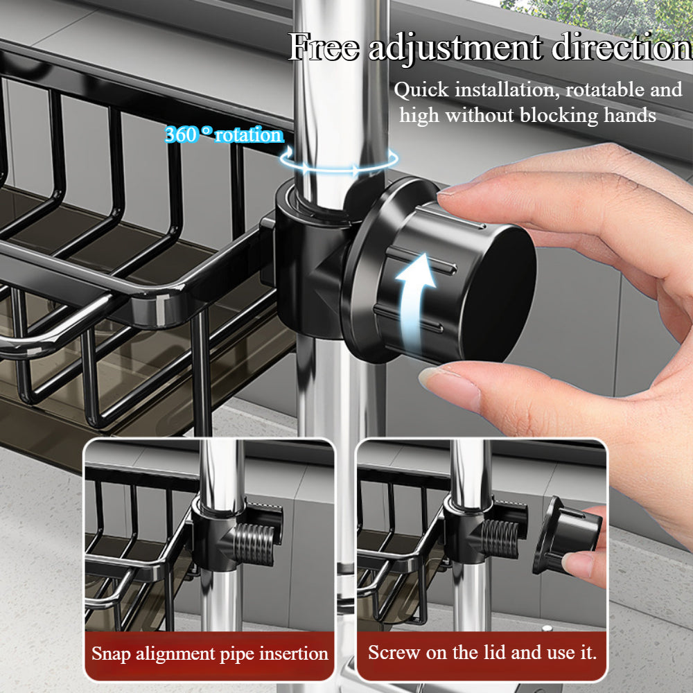 Adjustable Kitchen Sink Faucet Organizer – Sponge & Soap Holder with Detachable Design