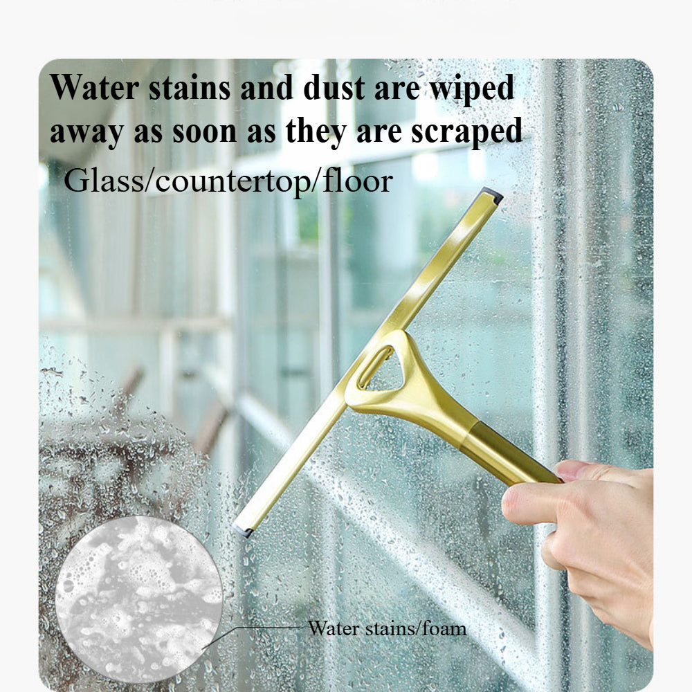 Gold Stainless Steel Shower Squeegee – All-Purpose Glass Wiper for Shower Doors,Tiles, and Car Glass