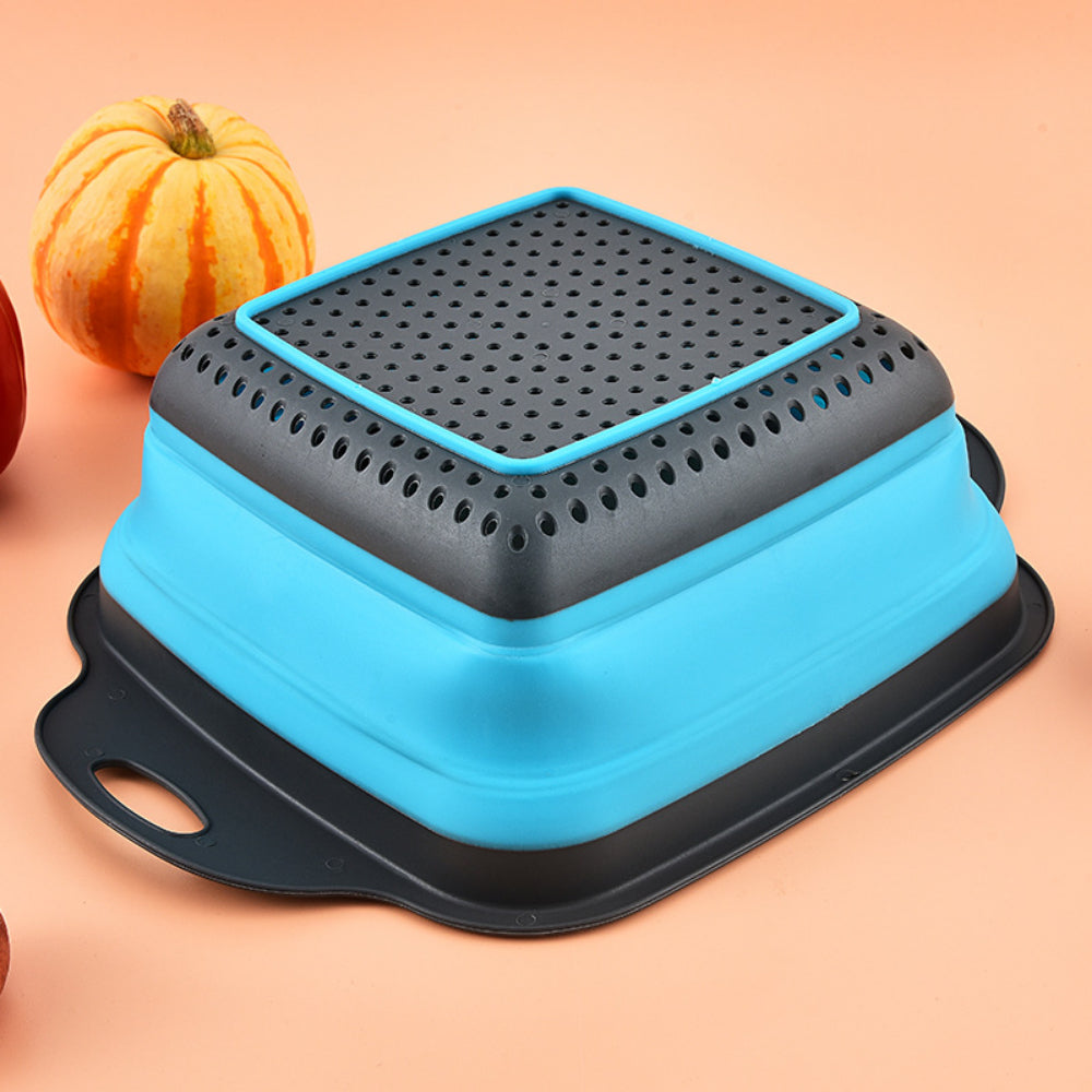 Foldable Silicone Colander Set (2-Size) - Square Kitchen Strainer for Pasta, Fruits & Vegetables