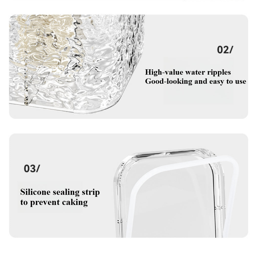Wave-Pattern 4-in-1 Spice Box with Spoons – Clear Moisture-Proof Kitchen & Camping Organizer