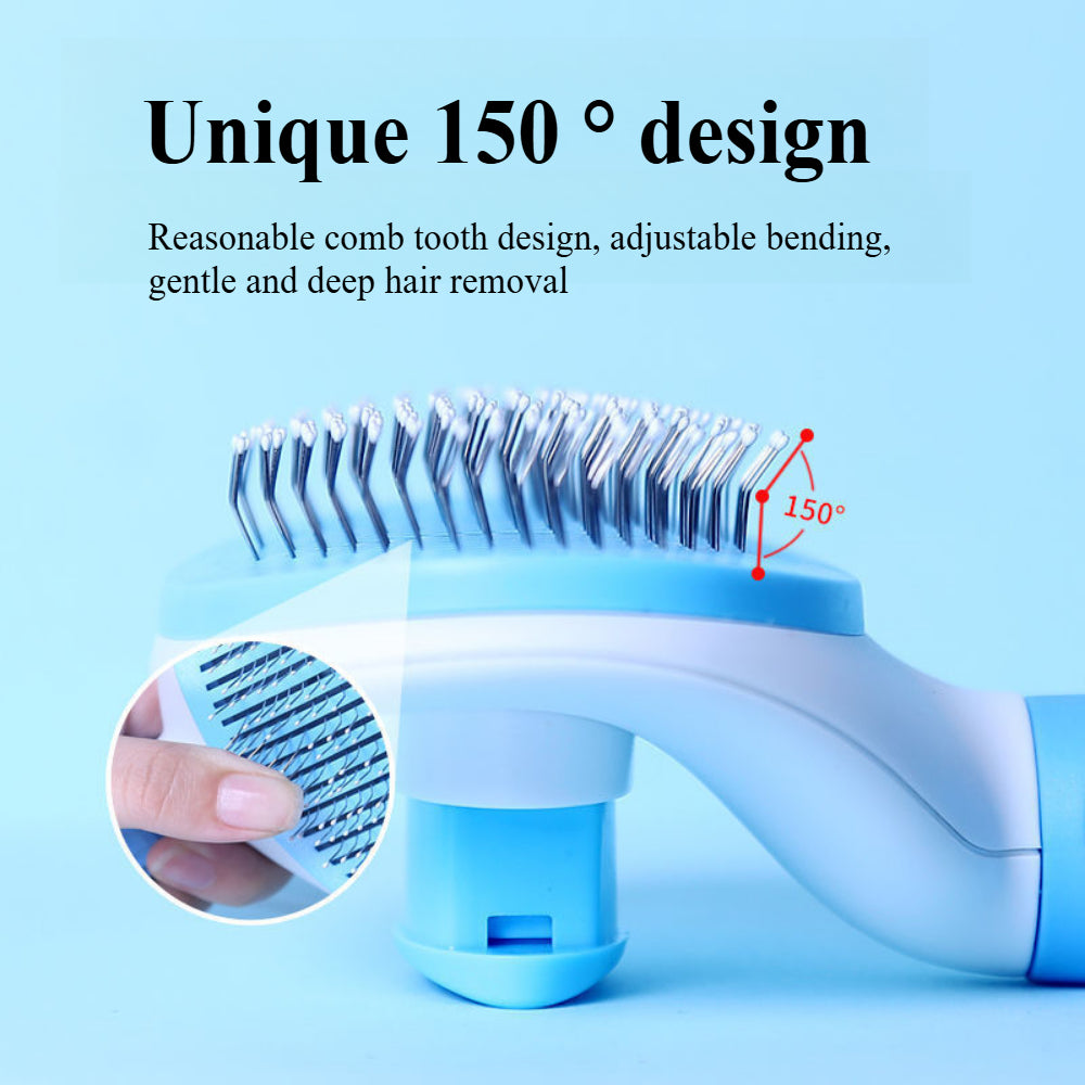 Professional Pet Slicker Brush - One Click Self-Cleaning Stainless Steel Brush for Dog & Cat Grooming