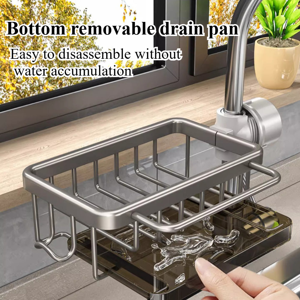 Adjustable Kitchen Sink Faucet Organizer – Sponge & Soap Holder with Detachable Design