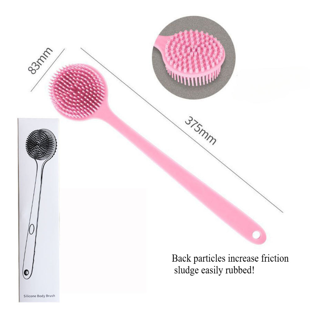 Long Handle Silicone Body Scrubber – Dual-Sided Shower Brush for Exfoliating & Cleansing