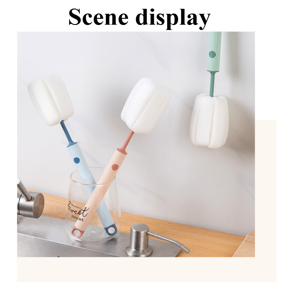 2-Pack Soft Sponge Bottle Brushes – Gentle Non-Scratch Cleaner for Baby Bottles, Cups & Hard-to-Reach Stains