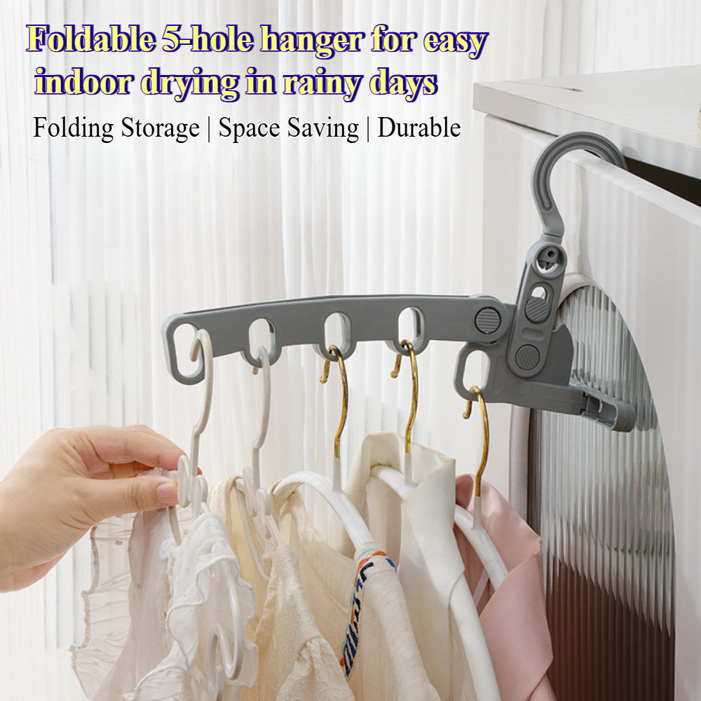 Portable Folding Clothes Drying Rack with Hook - Compact Travel Hanger for Laundry, RV, Cruise Ships etc.