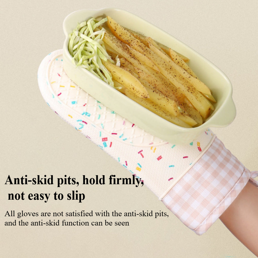 Silicone Oven Mitts (2-Pack) - Heat Resistant to 500°F, Waterproof Kitchen Gloves