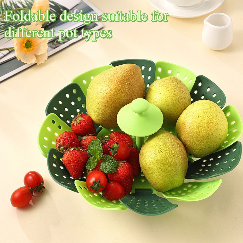 Collapsible Steamer Basket – Silicone, Non-Scratch & Expandable for Pots – Perfect for Veggies, Fish & Seafood