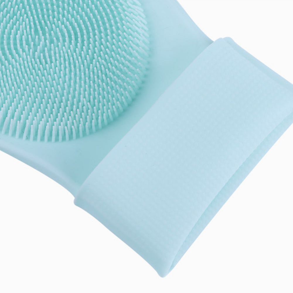 Heat Resistant Silicone Pet Grooming Gloves for Dogs & Cats, Blue