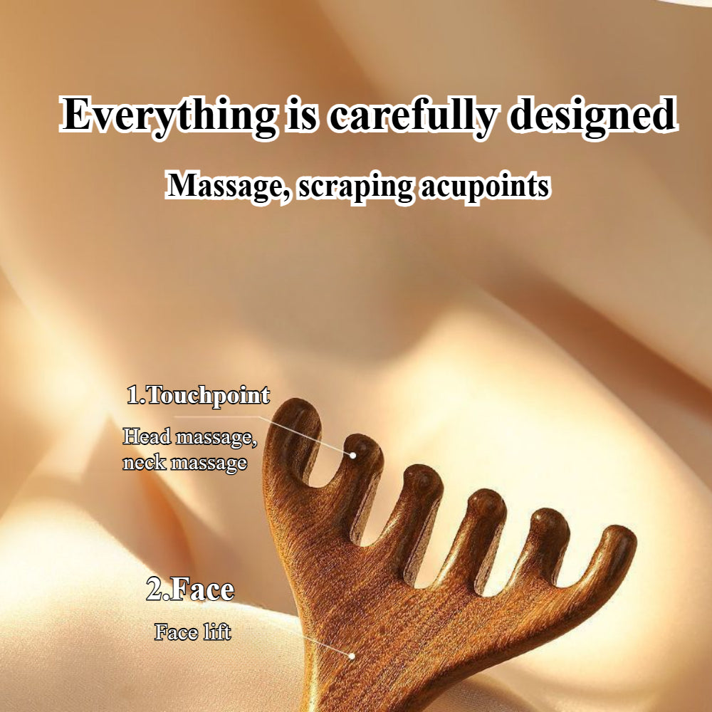 2 Pack Wooden Head Scratcher Massager - Portable Scalp & Neck Relaxation Tool for Stress Relief & Hair Growth - Men & Women