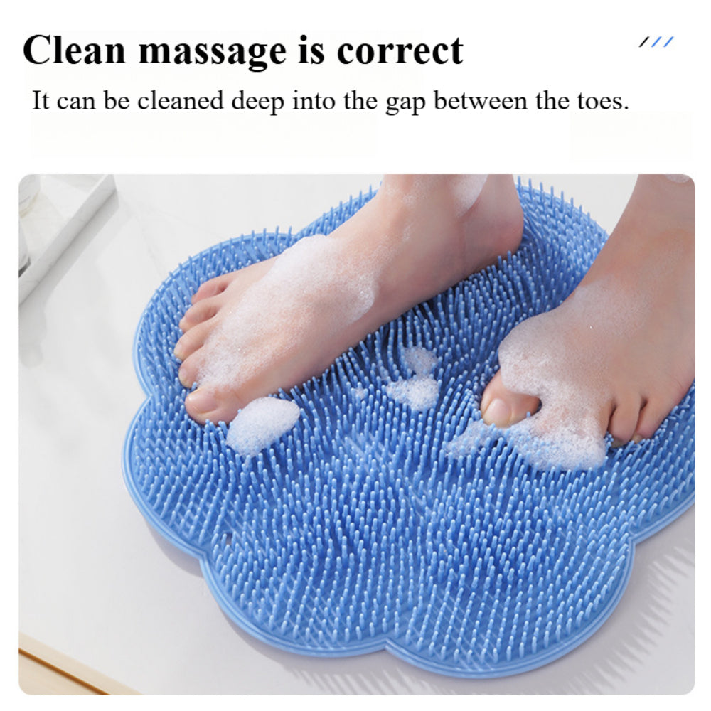 Silicone Shower Foot Scrubber Mat - Wall Mounted with Non-Slip Suction Cups, Exfoliating Massage Pad for Bath & Pedicure