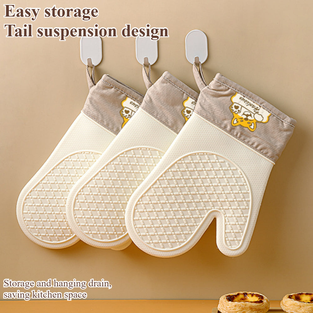 Non-Slip Silicone Oven Gloves - Heat Resistant to 500°F, Kitchen Gloves for Baking, Cooking & Grilling 1pcs