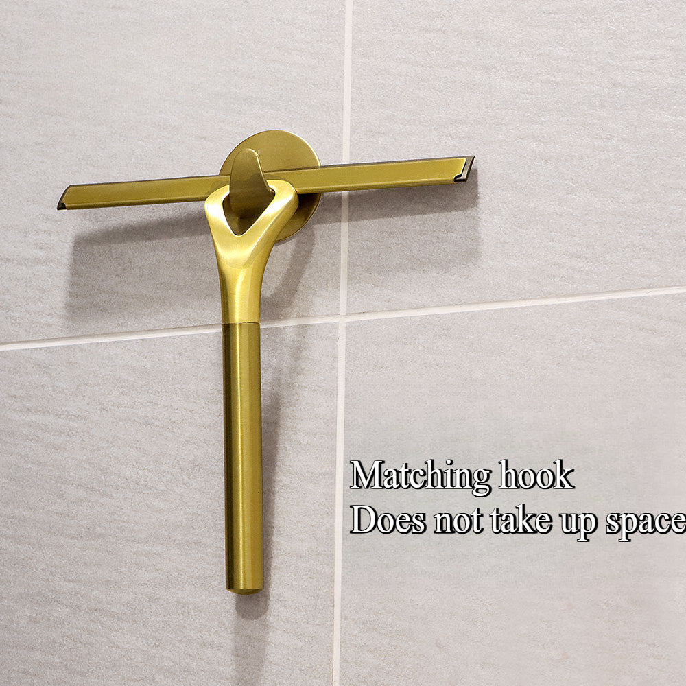 Gold Stainless Steel Shower Squeegee – All-Purpose Glass Wiper for Shower Doors,Tiles, and Car Glass