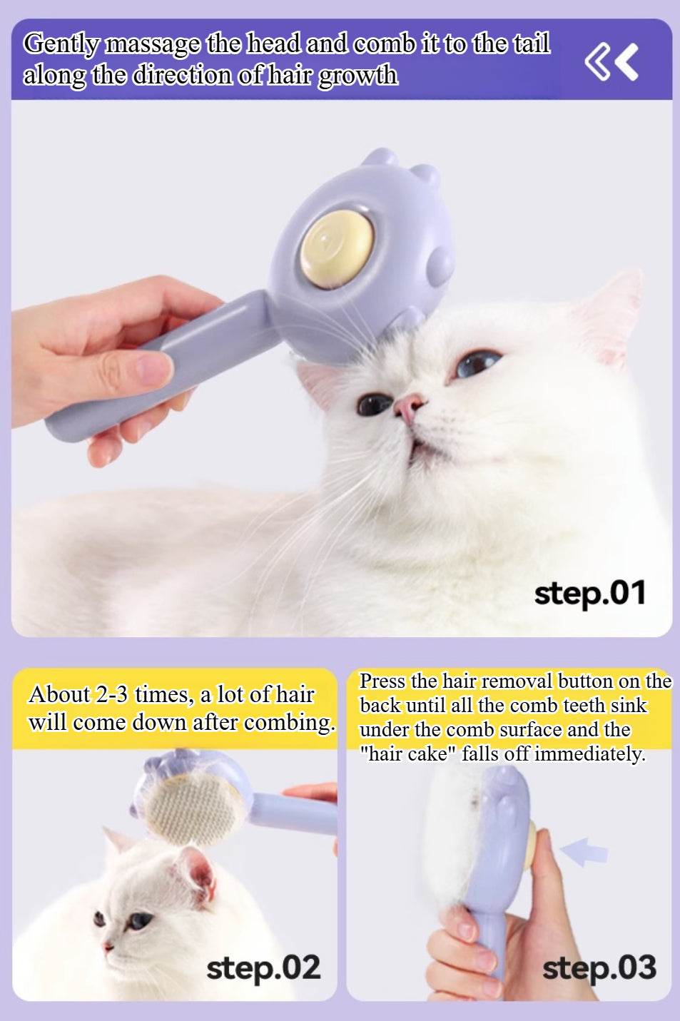 Magic Self-Cleaning Pet Brush - Shedding & Massage Tool for Cats & Dogs