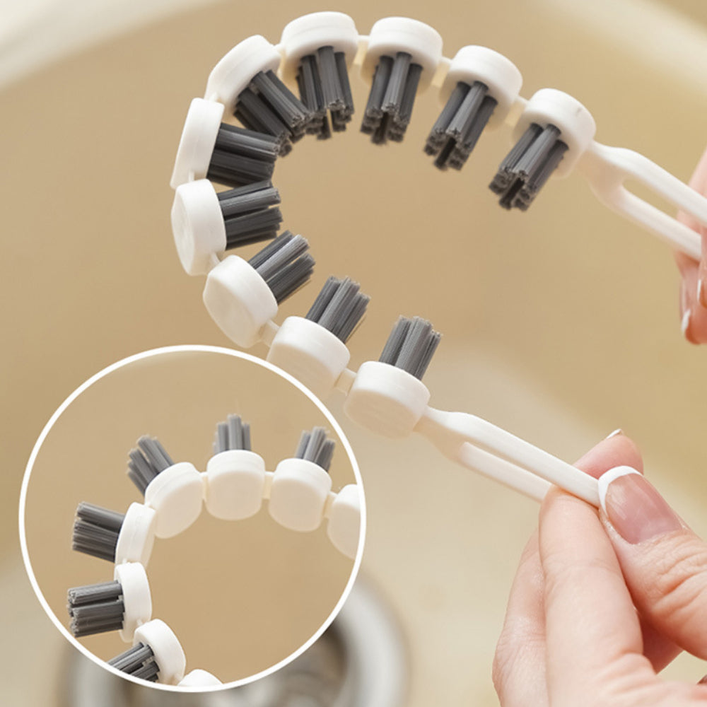 Professional Bendable Cleaning Brushes - Double-Sided Hard Bristle Design for Kitchen Sinks/Window Sills (3 Pack)