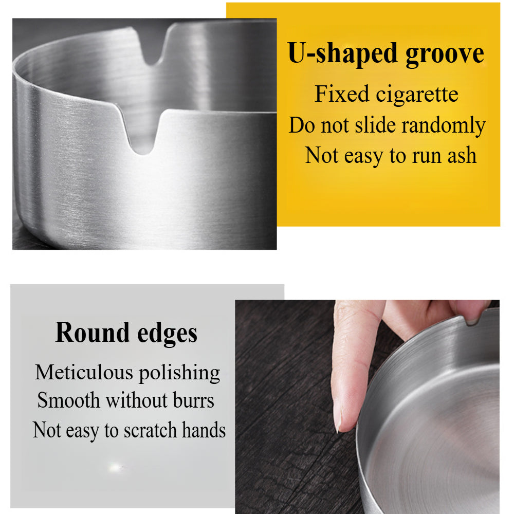 2-Piece Stainless Steel Cigar & Cigarette Ashtray Set – Modern Round Design for Home/Patio