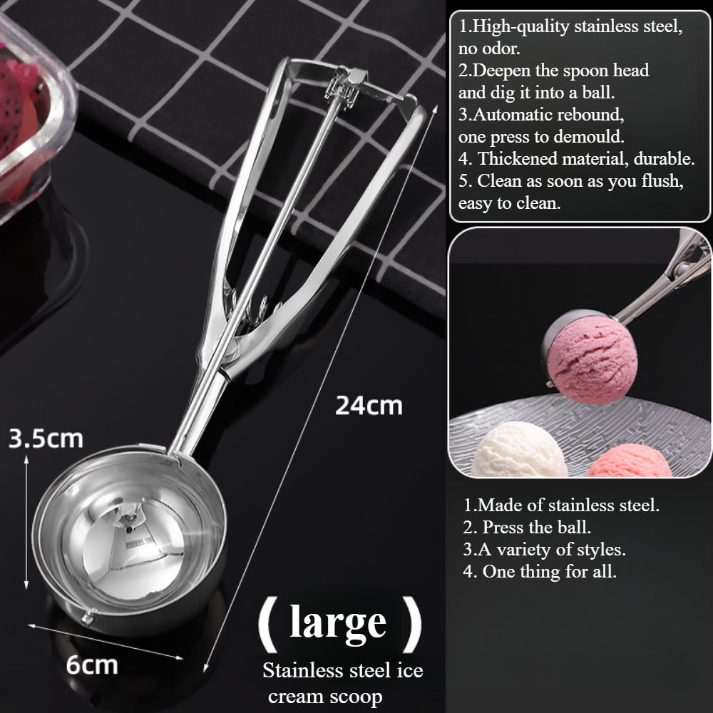Stainless Steel Large Cookie & Ice Cream Scoop – Ergonomic Trigger Design for Baking and Scooping
