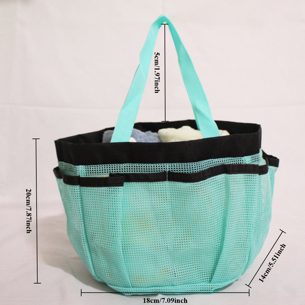 Extra-Large Mesh Shower Caddy - 7-Pocket Hanging Organizer for Dorm, Gym & Travel - Collapsible Quick-Dry Shower Tote Bag