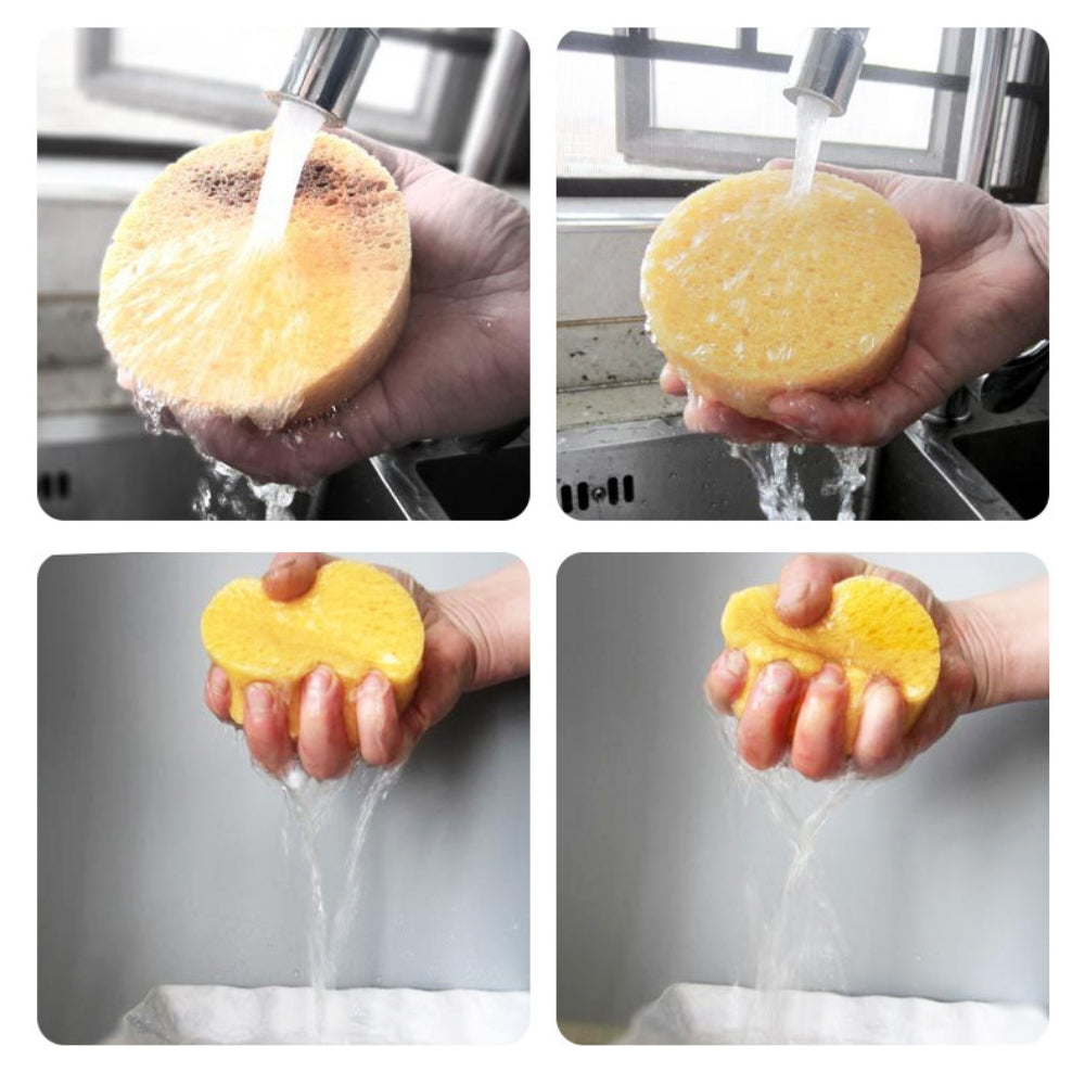 Eco-Friendly Kitchen Sponges 2-Pack - Thick Natural Scrub Sponges for Tough Cleaning on Dishes & Cookware