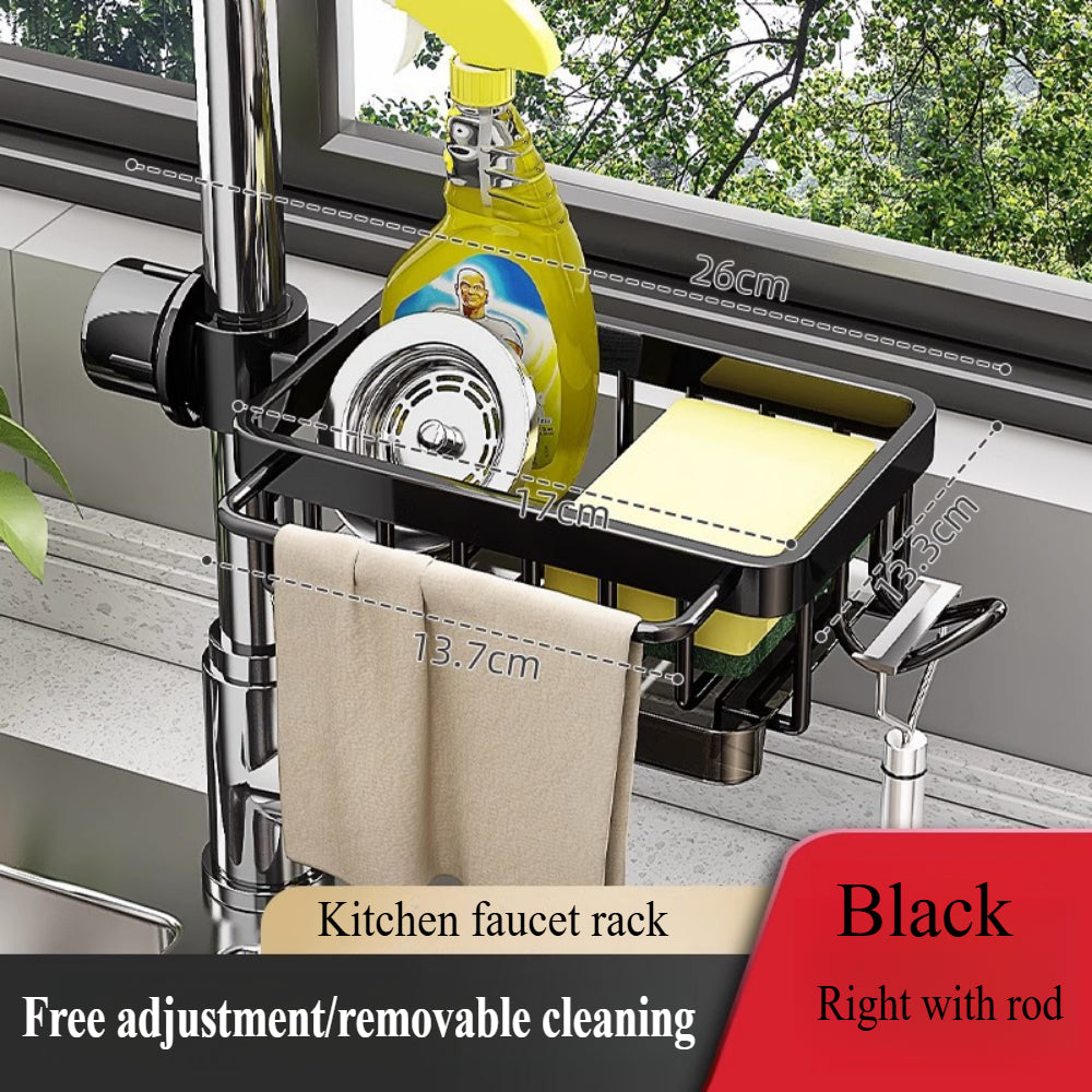 Adjustable Kitchen Sink Faucet Organizer – Sponge & Soap Holder with Detachable Design