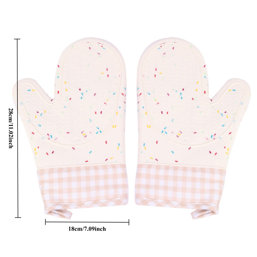 Silicone Oven Mitts (2-Pack) - Heat Resistant to 500°F, Waterproof Kitchen Gloves