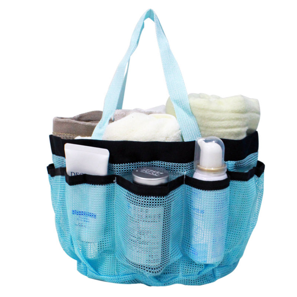 Extra-Large Mesh Shower Caddy - 7-Pocket Hanging Organizer for Dorm, Gym & Travel - Collapsible Quick-Dry Shower Tote Bag
