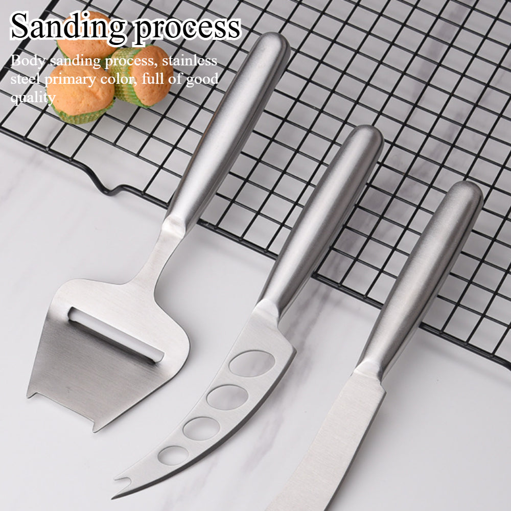 3-Piece Stainless Steel Cheese Knife Set - Professional Cheese Planer & Butter Slicer Kit for Kitchen, Dining, Charcuterie Boards